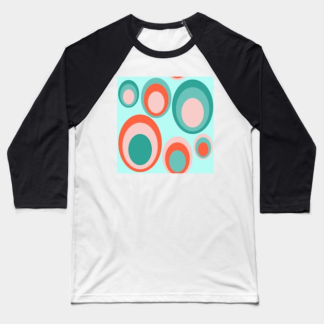 Turcois Pattern with oval circles in retrostyle Baseball T-Shirt by marina63